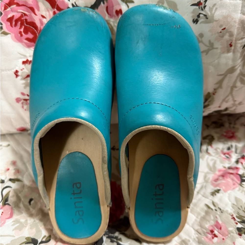 Sanita Blue Mules Comfortable Slip-On Clogs